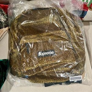 Supreme Velvet Backpack Tan Leopard New